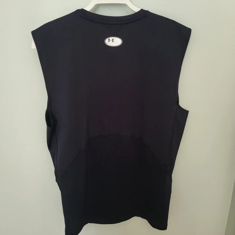 Under Armour Men 2XL Compression Sleeveless Heatgear Black Shirt 1361522 Stretch